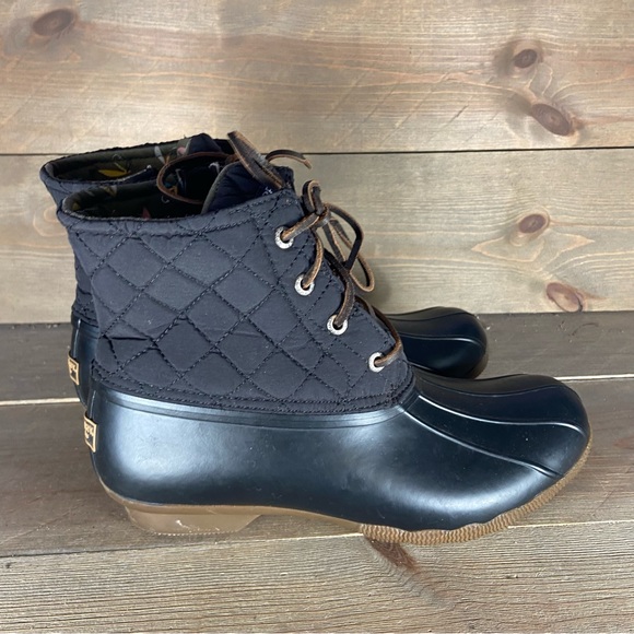 Sperry saltwater Womens size 8 shoes black rubber waterproof rain boots - Picture 2 of 8
